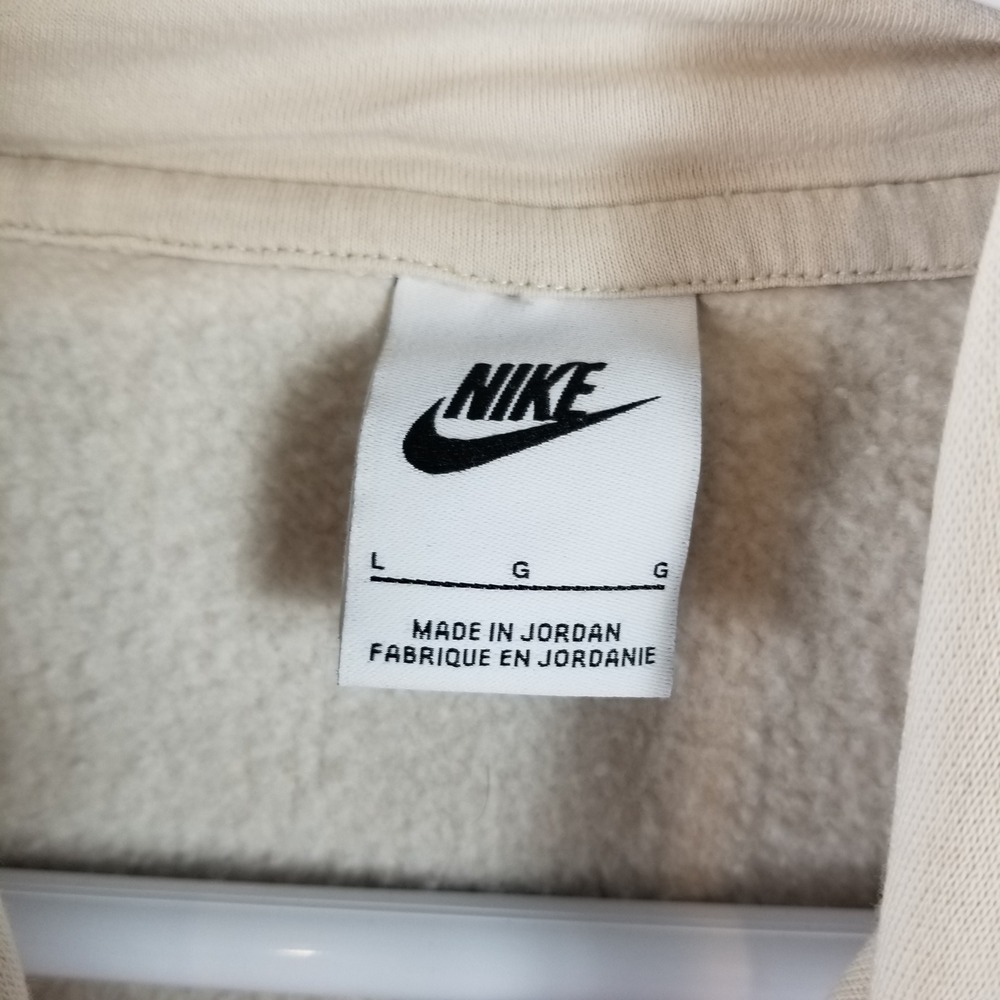 Nike Solo Central Swoosh Fleece Hoodie Men Sz L Oatmeal Oversize DA0315-141 - Picture 3 of 7
